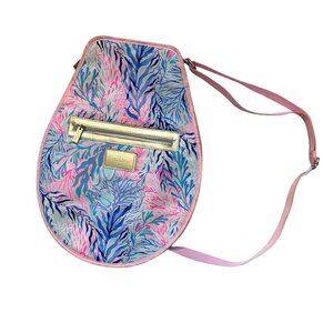 Lilly Pulitzer Pink Blue Gold Kaleidoscope Print Tennis Racket Cover
